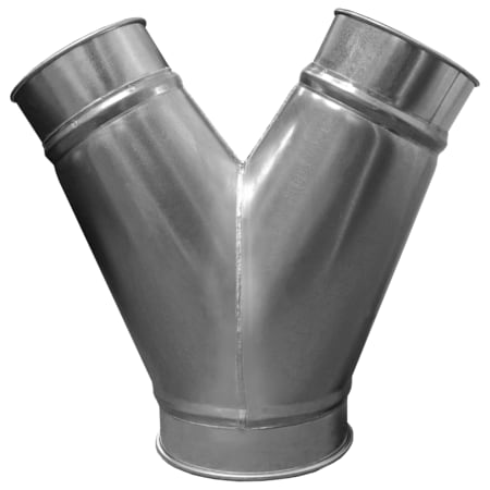 Us Duct Clamp Together Y Branch, 45 deg 8-8-8, 8" Dia, Galv, 18 GA RBY08R08R08R45.G18